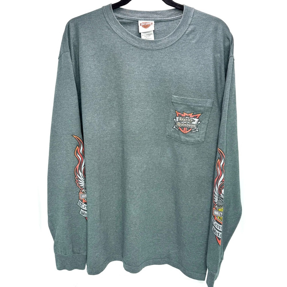 HARLEY DAVIDSON Vintage 2009 Long Sleeves Tee Shirt Size Lage- Preowned